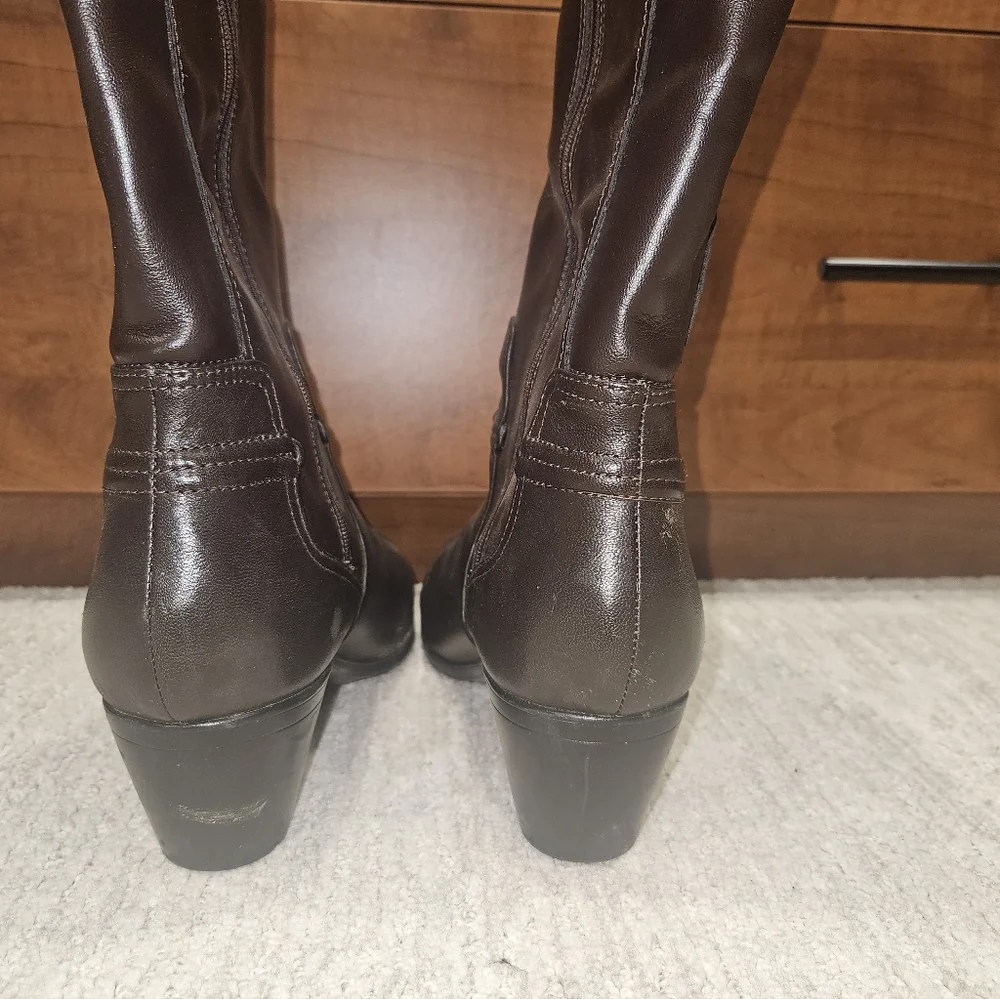 Clarks Brown Leather Knee-High Boots